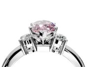 3 Stone Engagement Ring Setting for Fancy Pink Marquise Center with Wide Plain Band and Prong Head in Platinum