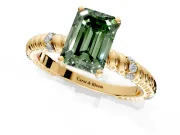 Rope Engagement Ring Setting for Fancy Green Emerald Cut Center with Accent Shoulders and Prong Head in Yellow Gold