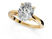 Solitaire Engagement Ring Setting for Oval Center with Basket Rail and Prong Head in Yellow Gold