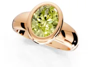 Solitaire Engagement Ring Setting for Fancy Yellow Oval Center with Wide Band and Bezel Head in Rose Gold