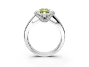Solitaire Engagement Ring Setting for Fancy Yellow Emerald Cut Center with Wide Band, Pave Collar and Prong Head in Sterling Silver