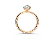 Low-Set Solitaire Engagement Ring Setting for Oval Center with Thin Plain Band and Prong Head in Rose Gold