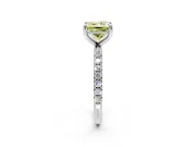 Solitaire Engagement Ring Setting for Fancy Yellow Princess Cut Center with Micro Pave Band and Prong Head in Platinum