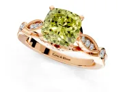 Solitaire Engagement Ring Setting for Fancy Yellow Cushion Cut Center with Marquise and Bezel Accents and Prong Head in Rose Gold