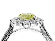 Milgrain Halo Engagement Ring Setting for Fancy Yellow Cushion Cut Center with Bezel Point Accents and Prong Head in Sterling Silver