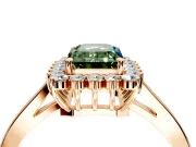 Starburst Halo Engagement Ring Setting for Fancy Green Emerald Cut Center with Flat Cathedral Band and Prong Head in Rose Gold