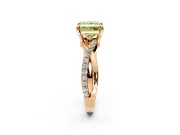 Solitaire Engagement Ring Setting for Fancy Yellow Princess Cut Center with Half-Pave Crossover Band and Prong Head in Rose Gold