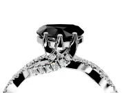 Solitaire Engagement Ring Setting for Fancy Black Heart-Shaped Center with Narrow Twist Pave Band and Prong Head in Sterling Silver