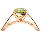 Solitaire Engagement Ring Setting for Fancy Yellow Emerald Cut Center with Tapered Split Shoulders and Prong Head in Rose Gold