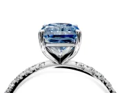 Solitaire Engagement Ring Setting for Fancy Blue Radiant Cut Center with Micro Pave Band and Prong Head in Sterling Silver