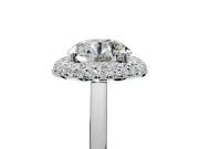 Halo Engagement Ring Setting for Round Cut Center with Plain Tapered Band and Prong Head in Platinum