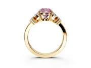 Floral Engagement Ring Setting for Fancy Pink Cushion Cut Center with Marquise Cluster Shoulders and Prong Head in Yellow Gold