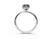 Hidden Halo Engagement Ring Setting for Fancy Green Cushion Cut Center with Thin Round-Wire Band and Prong Head in White Gold