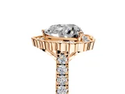 Milgrain Floral Halo Engagement Ring Setting for Heart-Shaped Center with Pave Band and Prong Head in Rose Gold