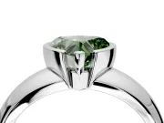 Tension Engagement Ring Setting for Fancy Green Heart-Shaped Center with Wide Flat Band and Tension Head in Platinum