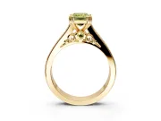 Solitaire Engagement Ring Setting for Fancy Yellow Emerald Cut Center with Channel Band and Double Claw Prong Head in Yellow Gold