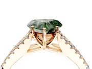 Solitaire Engagement Ring Setting for Fancy Green Heart-Shaped Center with Pave Split Shank and Prong Head in Rose Gold