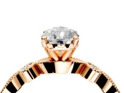 Solitaire Engagement Ring Setting for Pear-Shaped Center with Milgrain Bezel Accents and Prong Head in Rose Gold