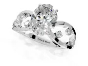 Solitaire Engagement Ring Setting for Oval Center with Criss-Cross Accent Band and Prong Head in Sterling Silver