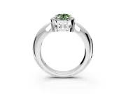 Halo Engagement Ring Setting for Fancy Green Oval Center with Tapered Plain Band and Prong Head in Platinum