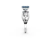 Solitaire Engagement Ring Setting for Fancy Blue Emerald Cut Center with Criss-Cross Accent Band and Prong Head in Platinum