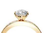 Solitaire Engagement Ring Setting for Marquise Center with Channel Baguette Band and Prong Head in Yellow Gold
