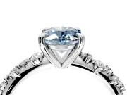 Solitaire Engagement Ring Setting for Fancy Blue Oval Center with Trailing Leaf Accent Band and Prong Head in Platinum