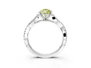 Solitaire Engagement Ring Setting for Fancy Yellow Pear-Shaped Center with Twisted Pave Split Shank and Prong Head in White Gold