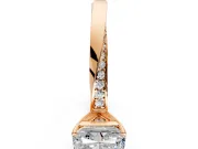 Side Accent Engagement Ring Setting for Radiant Cut Center with Accent Shoulders and Prong Head in Rose Gold