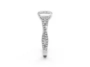 Solitaire Engagement Ring Setting for Radiant Cut Center with Twisted Pave Split Shank and Prong Head in Platinum