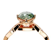Solitaire Engagement Ring Setting for Fancy Green Marquise Center with Accented Twist Band and Leaf Prong Head in Rose Gold