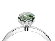 Solitaire Engagement Ring Setting for Fancy Green Marquise Center with Thin Rounded Plain Band and Prong Head in Sterling Silver
