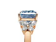 Solitaire Engagement Ring Setting for Fancy Blue Princess Cut Center with Marquise Flower Shoulders and Prong Head in Rose Gold
