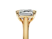 Solitaire Engagement Ring Setting for Asscher Cut Center with Cathedral Band and Prong Head in Yellow Gold