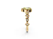Milgrain Bezel Engagement Ring Setting for Fancy Yellow Pear-Shaped Center with Marquise Stations and Bezel Head in Yellow Gold