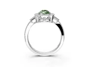 Halo Engagement Ring Setting for Fancy Green Pear-Shaped Center with Milgrain Rim, Pave Band and Prong Head in White Gold