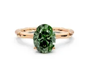 Solitaire Engagement Ring Setting for Fancy Green Oval Center with Bamboo Band and Prong Head in Rose Gold