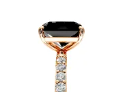 Solitaire Engagement Ring Setting for Fancy Black Radiant Cut Center with Pave Accents and Prong Head in Rose Gold