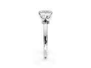 Solitaire Engagement Ring Setting for Radiant Cut Center with Plain Band and Tulip Prong Head in White Gold