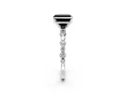 Solitaire Engagement Ring Setting for Fancy Black Asscher Cut Center with Alternating Size Accents and Prong Head in Platinum