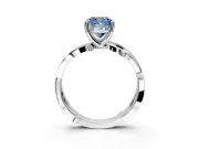 Solitaire Engagement Ring Setting for Fancy Blue Cushion Cut Center with Pave and Plain Crossover Band and Prong Head in Sterling Silver