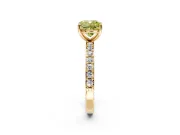 Solitaire Engagement Ring Setting for Fancy Yellow Cushion Cut Center with Round Cut Pave Band and Prong Head in Yellow Gold