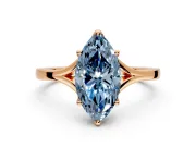Solitaire Engagement Ring Setting for Fancy Blue Marquise Center with Plain Split Shank and Prong Head in Rose Gold