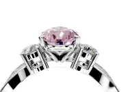3 Stone Engagement Ring Setting for Fancy Pink Pear-Shaped Center with Pave Twist Band and Prong Head in Platinum