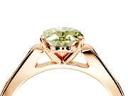 Solitaire Engagement Ring Setting for Fancy Yellow Oval Center with Channel Accents and Prong Head in Rose Gold