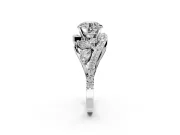 Halo Engagement Ring Setting for Round Cut Center with Marquise and Pave Bypass Band and Prong Head in Platinum