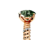 Rope Engagement Ring Setting for Fancy Green Round Cut Center with Accent Shoulders and Prong Head in Rose Gold