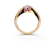 Tension Engagement Ring Setting for Fancy Pink Pear-Shaped Center with Wide Tapered Band and Tension Head in Rose Gold