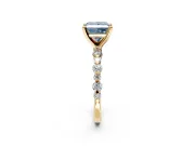 Solitaire Engagement Ring Setting for Fancy Blue Princess Cut Center with Alternating Size Accents and Prong Head in Yellow Gold