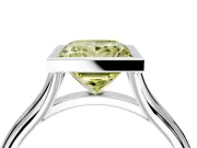 Solitaire Engagement Ring Setting for Fancy Yellow Princess Cut Center with V Split Shank and Bezel Head in Platinum